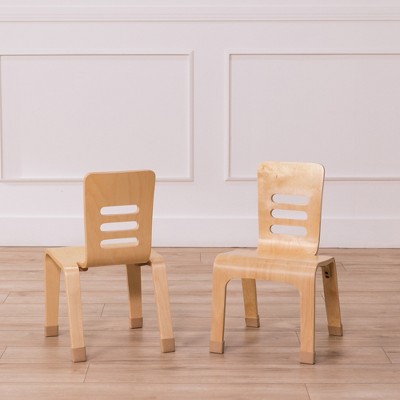 Natural Birch Plywood Stackable Kids Chair, 12in Seat Height, 2-Pack