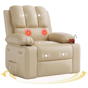 GustoWave Oversized Manual Recliner Chair, 360° Swivel Rocker Recliners with Heat & Massage, Soft Lazy Boy Recliner Sofa Chair - 1 of 4