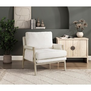 Sapphtopaz 1pc Modern Accent Chair Chenille Fabric Upholstery Lounge Chair with Cushion Seat Back, Living Room Chair Solid Wood Furniture - 1 of 4