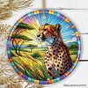 Speed Kings African Cheetah Stained Glass Style Ceramic Ornament, Safari Animals Christmas Gift and Decor| OrnamentallyYou - 4 of 4