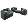 7-Piece Outdoor Patio Sectional Sofa Set with Coffee Table and Striped Pillows, Free Combination - 3 of 4