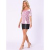 Allegra K Women's Metallic Off Shoulder Short Sleeve Boat Neck Blouse - 4 of 4