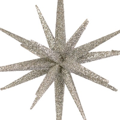Silver Glitter Starburst Hanging Christmas Ornament