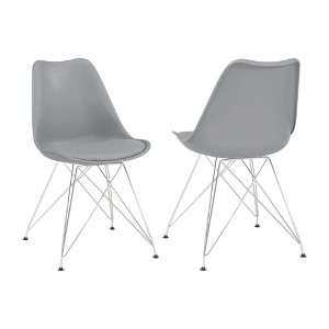 Simple Relax Set of 2 Leatherette and Metal Dining Chairs in Grey - 1 of 4
