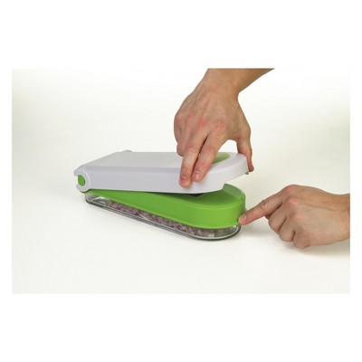 Green and Clear Manual Onion and Garlic Chopper with Stainless Steel Blades