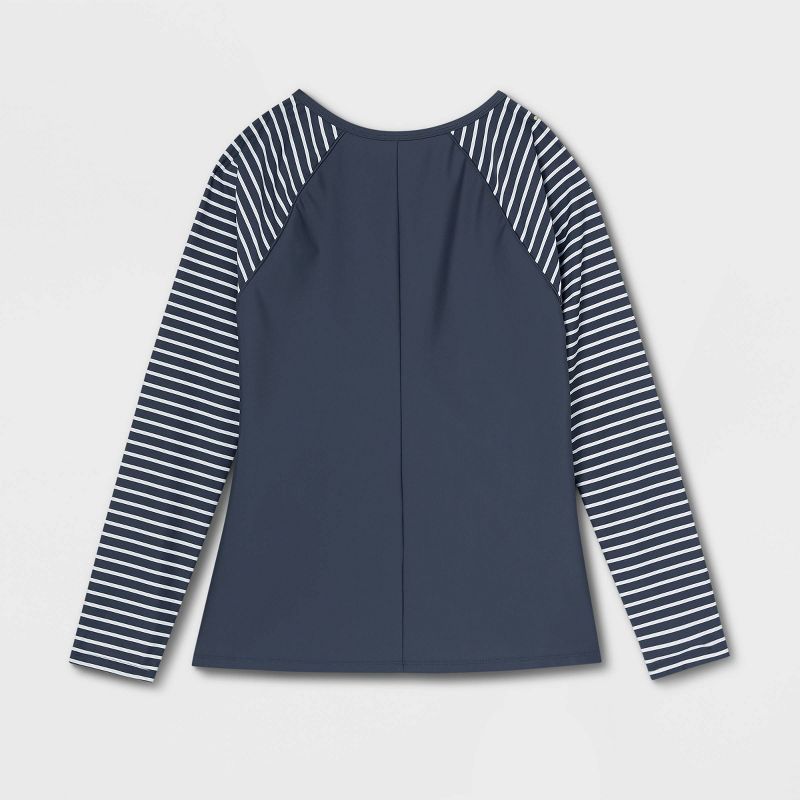Long Sleeve Colorblock with Zip-Front Rash Guard Maternity Top - Isabel Maternity by Ingrid & Isabel™ Blue Striped, 2 of 3
