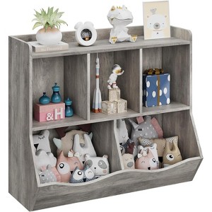 Kids Bookshelf and Toy Storage, 3 Tier Toy Organizer, 5 Cube Storage Cabinet, Toddler 3 Shelf Bookcase for Playroom, Bedroom, Living Room, Classroom - 1 of 4