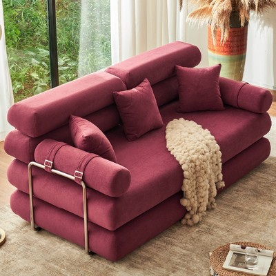 78.7" King Size Convertible Sleeper Sofa Bed With 3 Pillows, High Resilience Memory Foam Removable Folding Sofa Couch, Perfect for Bedroom Living Room
