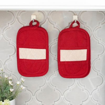 Paprika Red Cotton Canvas Pot Holder Set