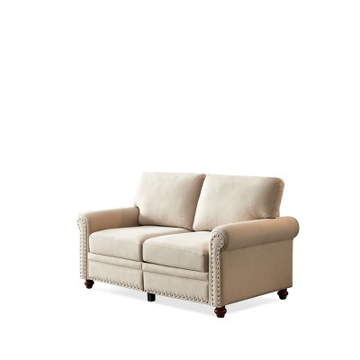 NicBex 59.5 Inch Linen Storage Loveseat Sofa,2-Seat Upholstered Sofa for Living Room,Small Space,Office,Apartment