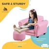 Aghana Digitals 2-Piece Kids Sofa & Footstool Set, Pink Upholstered Armchair with Wooden Frame, - 4 of 4