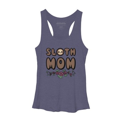 Women's Design By Humans Sloth Mom Flowers By SlothgirlArt Racerback Tank Top