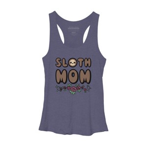 Women's Design By Humans Sloth Mom Flowers By SlothgirlArt Racerback Tank Top - 1 of 2