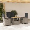 vidaXL 4 Piece Patio Dining Set - Adjustable Gray Poly Rattan Reclining Chairs, Bench, Lift-Up Table for Garden, Patio, Backyard, Outdoor - 2 of 4