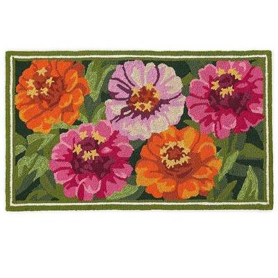 1'6"x2'6" Rectangle Hand Made Indoor and Outdoor Hooked Accent Rug Multicolored - Plow & Hearth