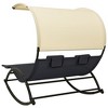 vidaXL Double Sun Lounger with Canopy Textilene Black and Cream - 4 of 4