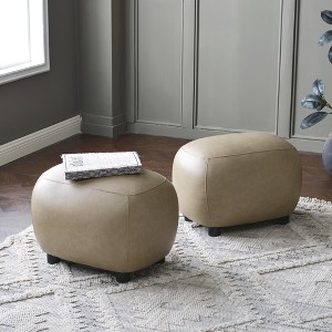 KINWELL 23" Wide Modern Faux Leather Upholstered Ottoman Footrest, PU Entryway Footstool, Set of 2 - 1 of 4