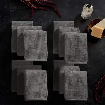 12pc Cotton Popcorn Textured Washcloth Set Dark Gray - Isla Jade