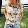 Amaryllis Women’s Wild Horse Desert Print Tee Running Mustang Graphic Crewneck Soft Cotton T-Shirt - 2 of 4