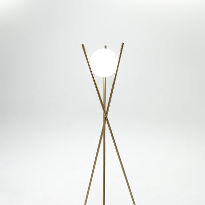 Solstice Gold Glass Globe Floor Lamp with Adjustable LED Light