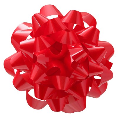 red gift bows with ribbons