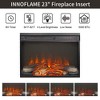 23" Electric Fireplace Inser t with Realistic Flame & Log Set, Remote Timer, Ultra Thin Heater, Overheat Protection & Adjustable Temp for Living Room - 2 of 4