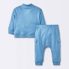 Baby Boys' 2pc Cozy Quarter Zip Top & Bottom Set - Cloud Island™ Blue - 2 of 4