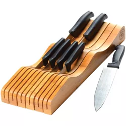 Bambusi In-Drawer Bamboo Knife Block Design to Hold 10-15 Knives (Not Included)