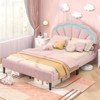 Infans Queen Size Upholstered LED Bed Frame Soft Velvet Platform Bed w/Flower Headboard - 3 of 4