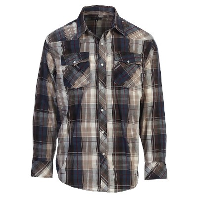 Gioberti Men's Western Plaid Long Sleeve Shirt with Pearl Snap-on