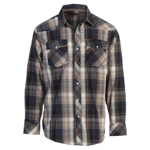 Gioberti Men's Western Plaid Long Sleeve Shirt with Pearl Snap-on - 1 of 2