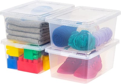 Clear Plastic Stackable Lidded Storage Box Set, 14.5qt