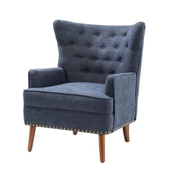 Thessaly Transitional Wooden Upholstery ArmChair with Button-Tufted and Nailhead Trim | ARTFUL LIVING DESIGN