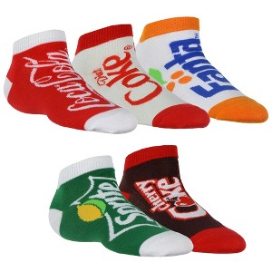 Coke Family Women's Soda Pop Mix and Match No Show Low Cut Ankle Socks 5 Pairs Multicolored - 1 of 4