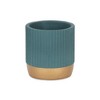 Cheung's Aurone Round Ridged Ceramic Pot with Gold Finished Base - Small - Blue - 2 of 4