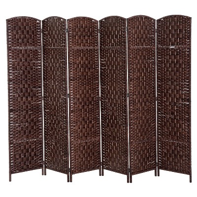 NicBex Room Divider Folding Woven Rattan Privacy Screen with Wood Legs Partition for Home & Office