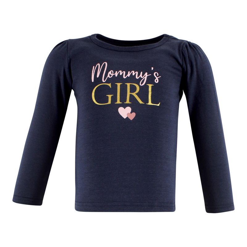 Hudson Baby Infant Girl Long Sleeve T-Shirts, Girl Mommy Pink Navy, 5 of 6