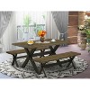HomeStock 3-Piece Rectangle Distressed Jacobean Finish Solid Wood Top Dining Table with 2-Benches - 2 of 4