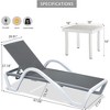 GlasFlength Patio Chaise Lounges Adjustable Aluminum Chair with Arm and Table All Weather for Pool Lounge, Gray, 67.06"*27.07"*37.18" - 3 of 4