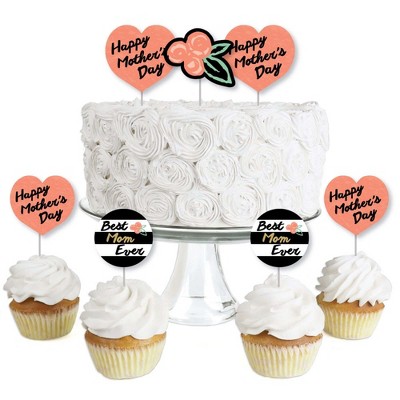 Big Dot of Happiness Best Mom Ever - Dessert Cupcake Toppers - Mother's Day Clear Treat Picks - Set of 24