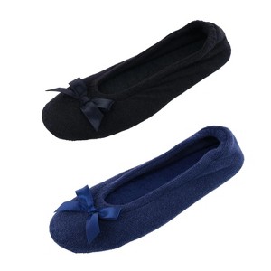CTM Women's Terry Ballerina Slipper House Shoe (Pack of 2) - 1 of 4