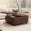 NicBex Ottoman with Storage Bench Storage Organizer Large Square Storage Stool with 2 Storage Doors for Living Room Bedroom - 3 of 4