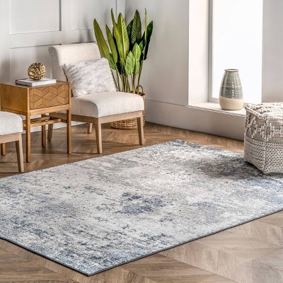 Zoe Faded Blue and Gray Abstract Area Rug