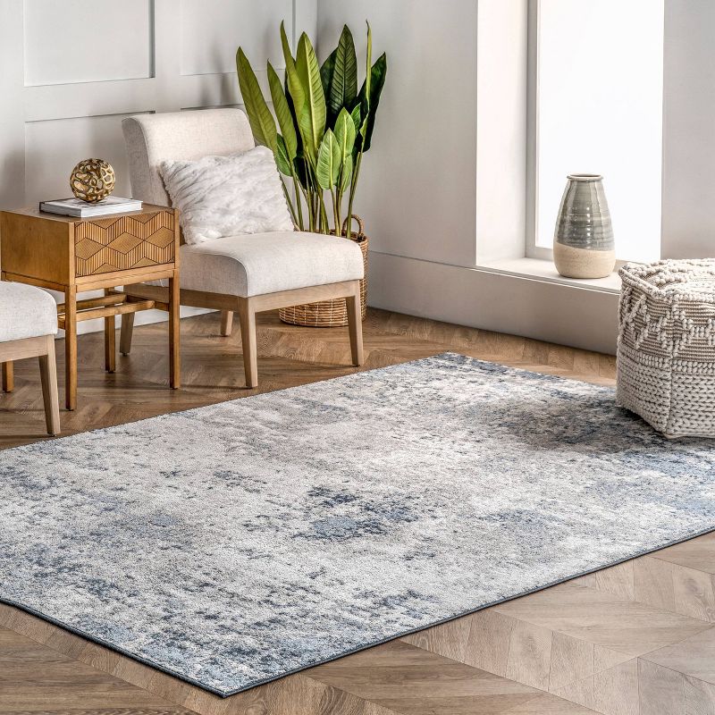 Zoe Faded Abstract Area Rug Gray/Blue - nuLOOM, 2 of 9