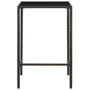 vidaXL Bar Table Brown PE Rattan, Tempered Glass, Powder-Coated Steel - 1 of 4