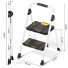 APRILSOUL Folding Ladder 800 lbs Capacity Step Stool with Safety Lock Tool Wide Steps White - 2 of 4