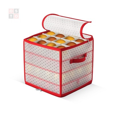 Osto Clear Plastic Christmas Ornament Storage Box Stores Up To 128  Ornaments Of 3”; 2-way Zipper,carry Handles. Tear Proof And Waterproof Red  Trim : Target