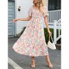 Clearlove Women's 2025 Spring Summer Boho Midi Dress Flutter Sleeve Square Neck Flowy Smocked Tiered Party Ruffle Dress - 2 of 4