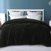 Black 90x90 Inch Fleece Queen Size Blanket, Soft Cozy Jacquard Flannel, Lightweight Fuzzy Plush Warm for Winter. - 2 of 4