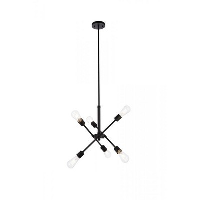 Elegant Lighting Axel 6 lights black pendant with hanging rod